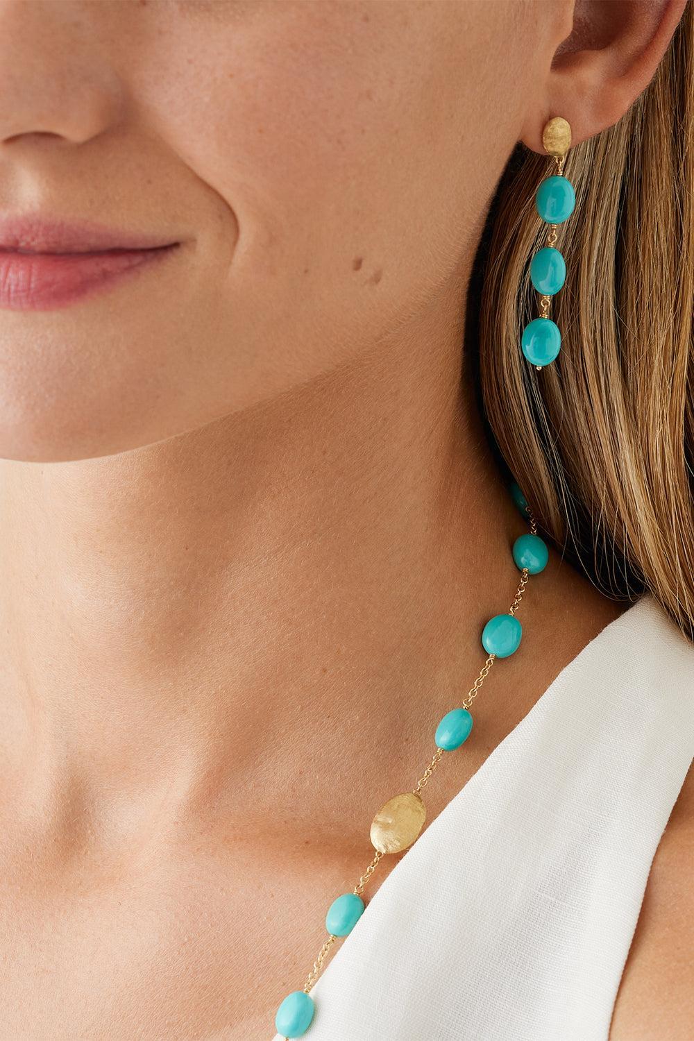 Turquoise Siviglia Drop Earrings-YELLOW GOLD-JEWELRYFINE JEWELEARRING-MARCO BICEGO