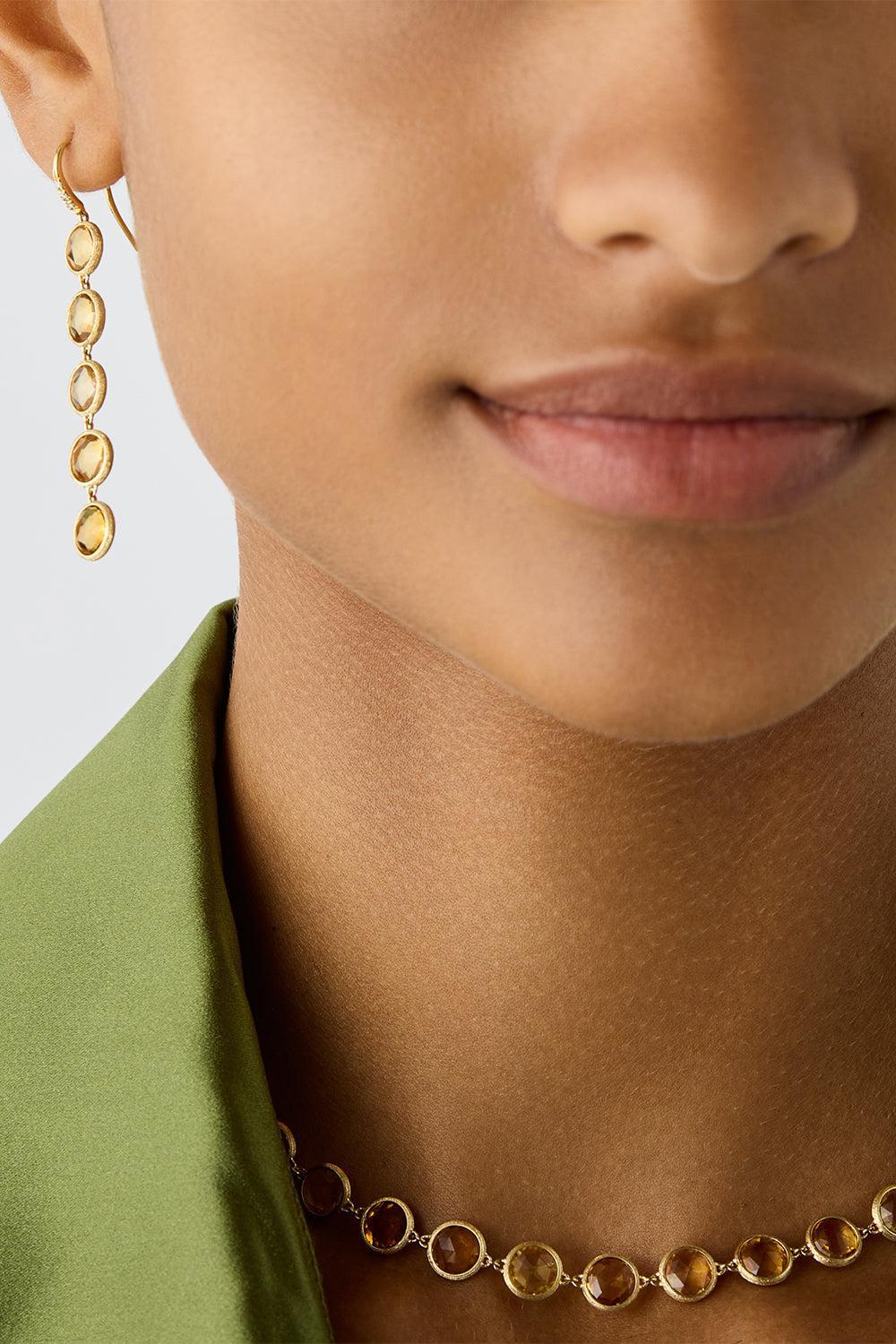 Yellow Quartz Diamond Drop Earrings-YELLOW GOLD-JEWELRYFINE JEWELEARRING-MARCO BICEGO