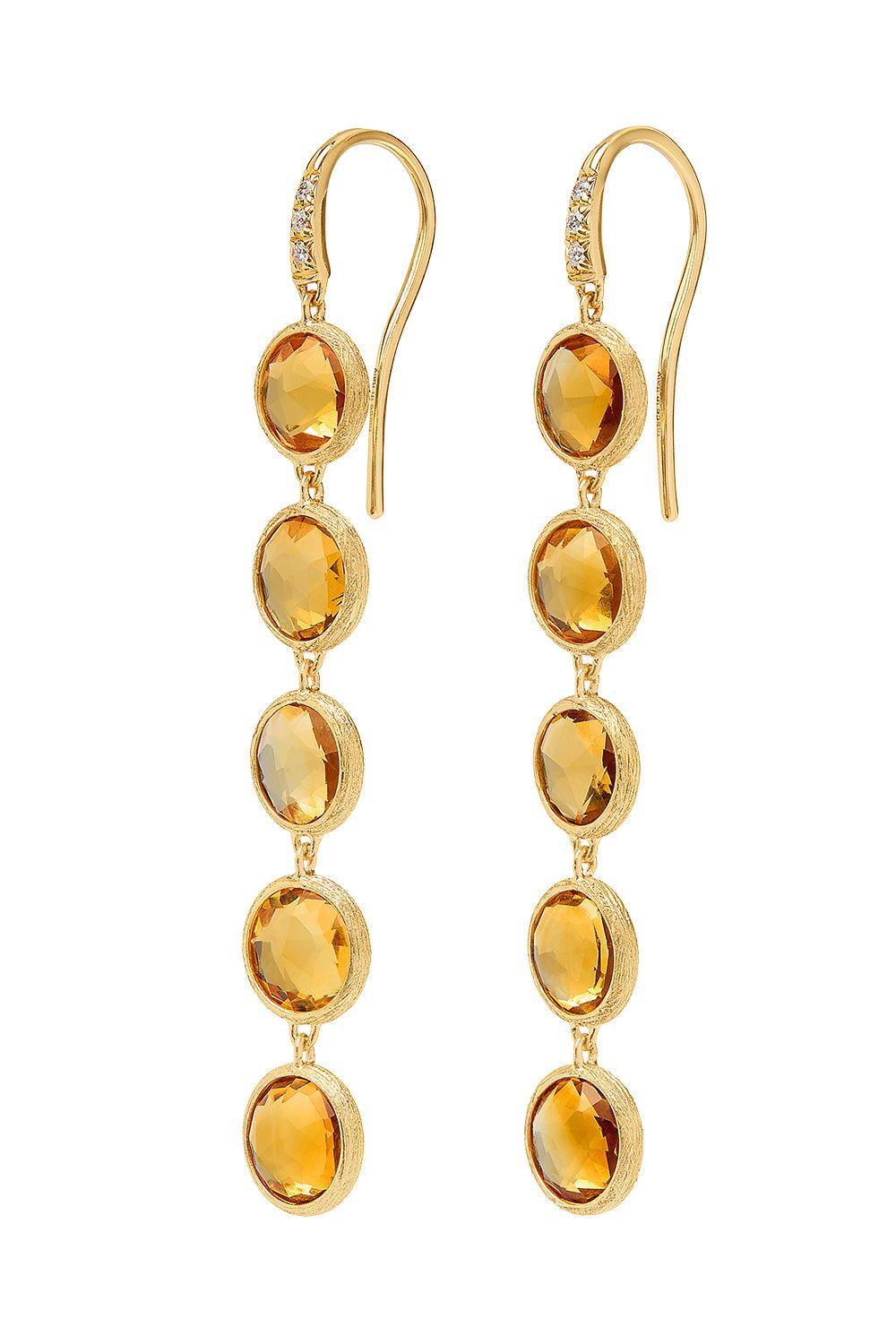Yellow Quartz Diamond Drop Earrings-YELLOW GOLD-JEWELRYFINE JEWELEARRING-MARCO BICEGO