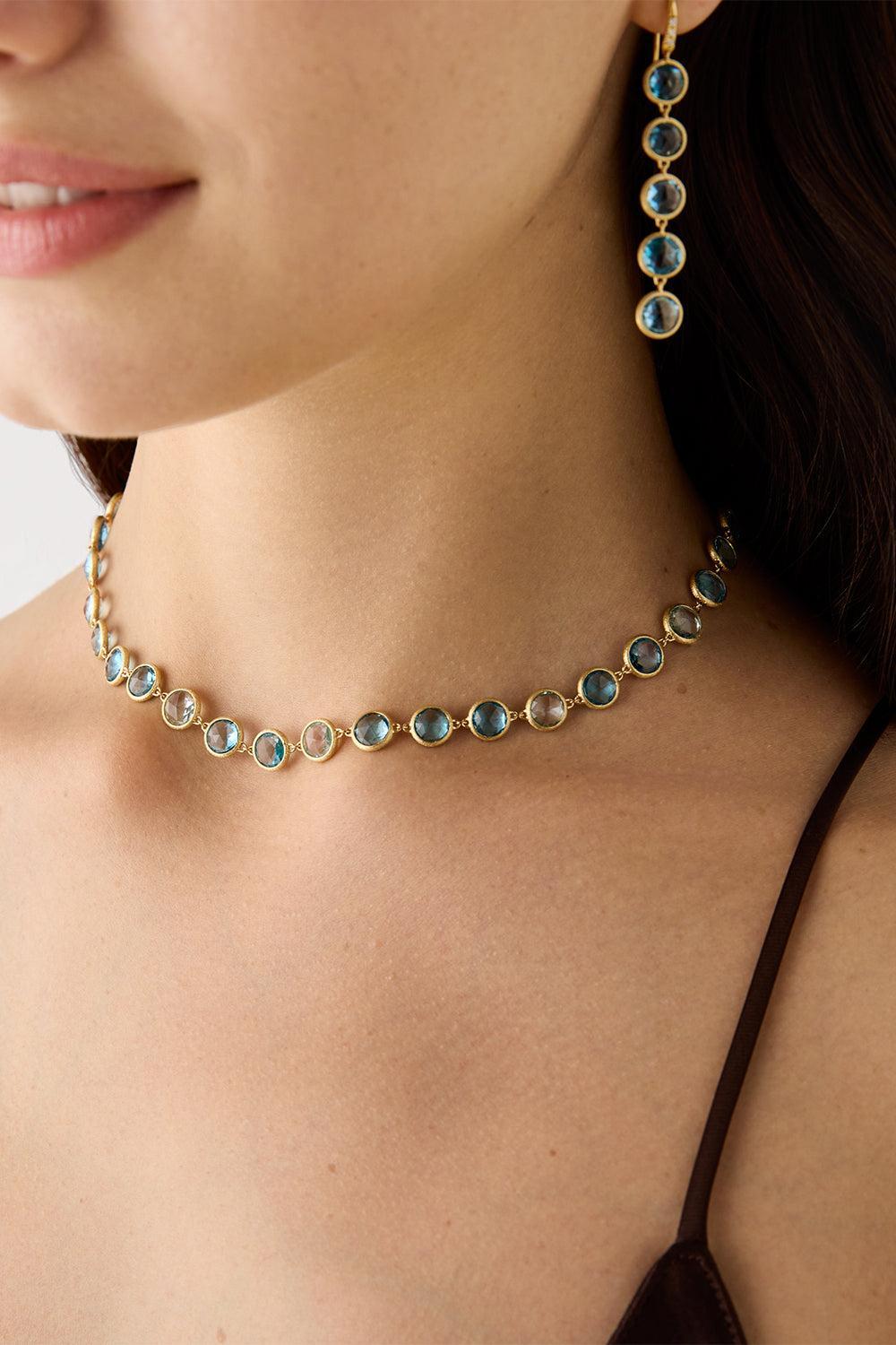 Blue Topaz Jaipur Link Necklace-YELLOW GOLD-16.5-JEWELRYFINE JEWELNECKLACE O-MARCO BICEGO