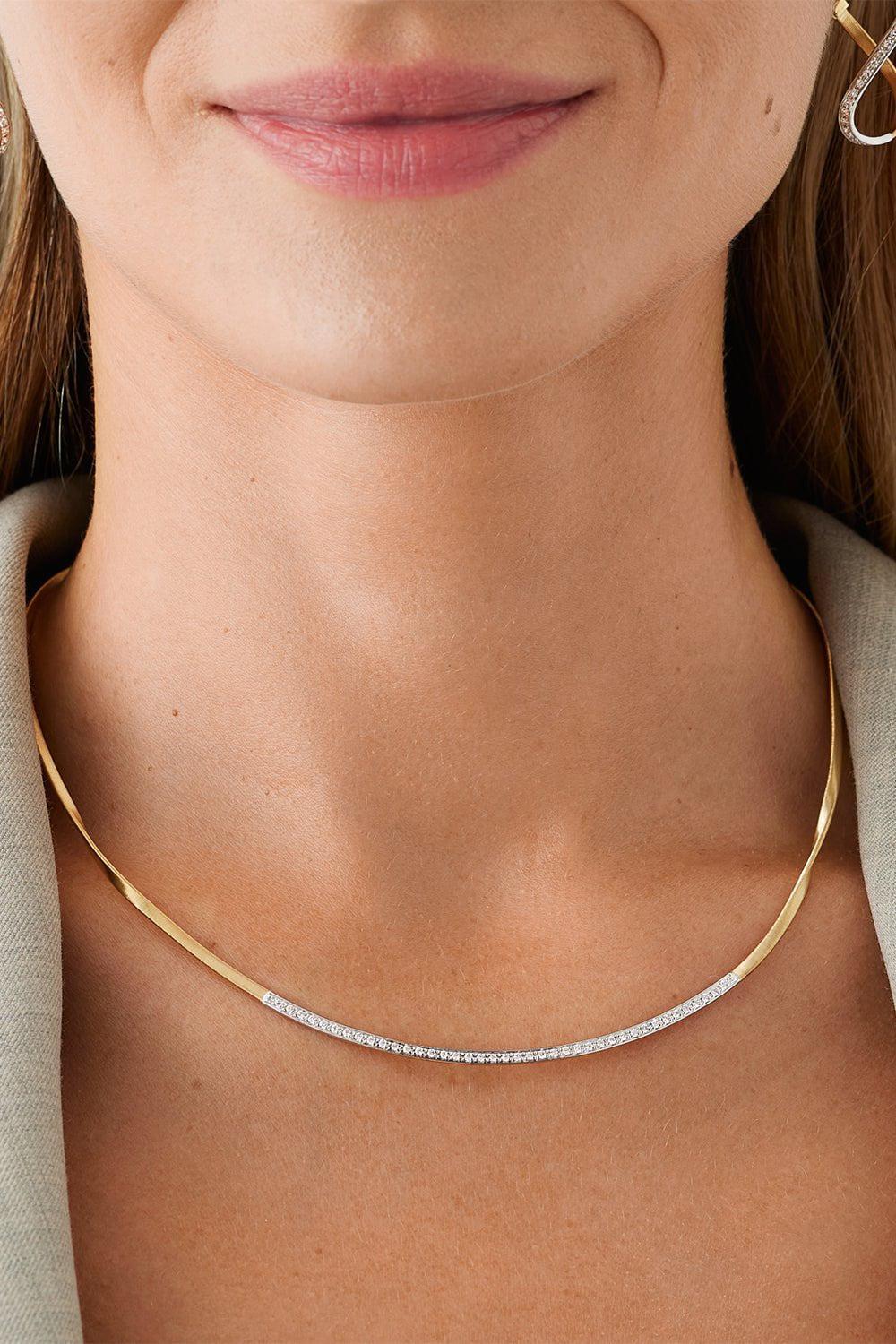 MARCO BICEGO-Diamond Bar Coil Necklace-YELLOW GOLD