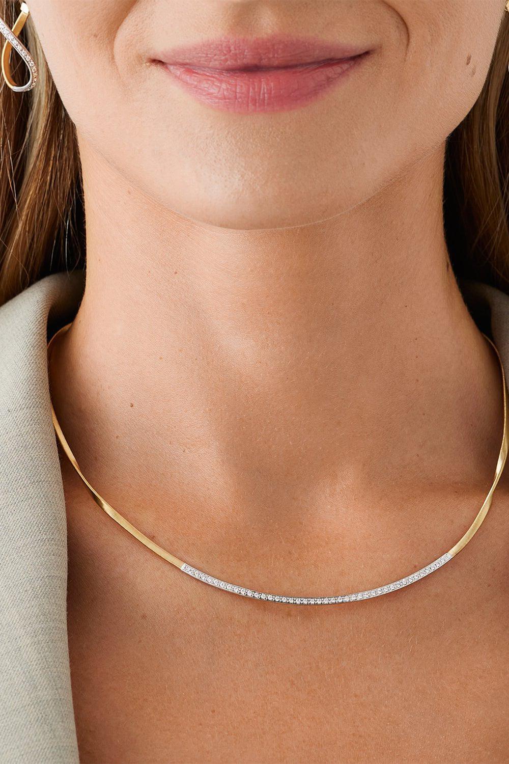 MARCO BICEGO-Diamond Bar Coil Necklace-YELLOW GOLD