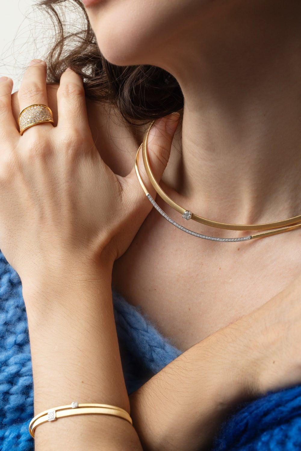 MARCO BICEGO-Diamond Coil Necklace-YELLOW GOLD