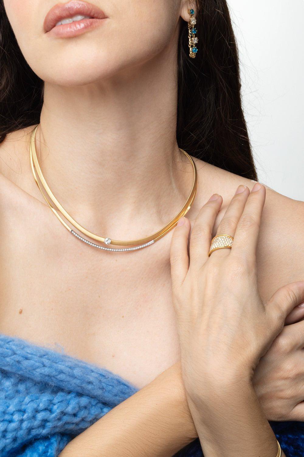 MARCO BICEGO-Diamond Coil Necklace-YELLOW GOLD
