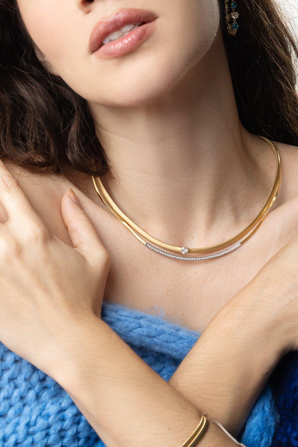 MARCO BICEGO-Diamond Coil Necklace-YELLOW GOLD