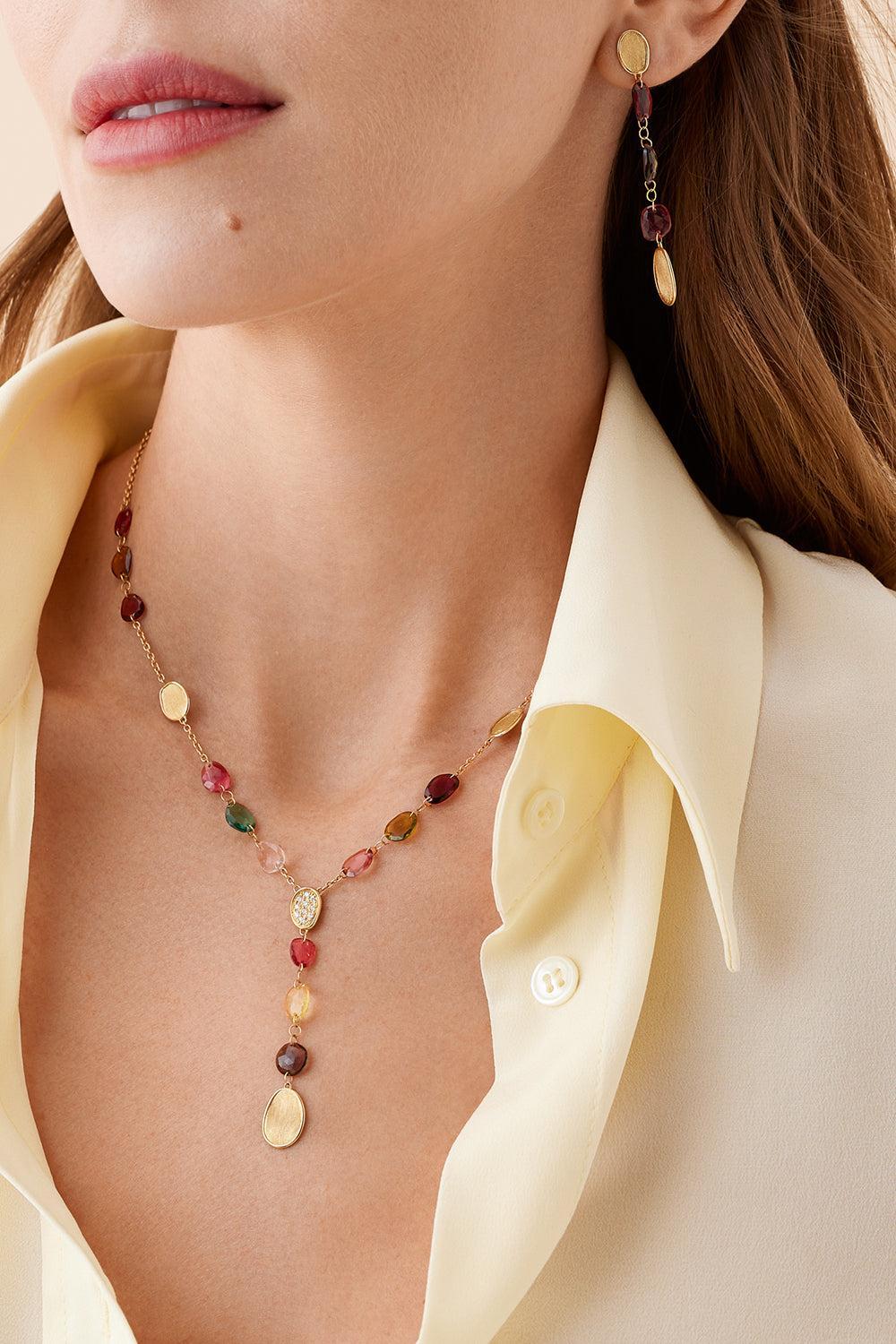 Lunaria Multi Color Tourmaline Necklace-YELLOW GOLD-16.5-JEWELRYFINE JEWELNECKLACE O-MARCO BICEGO