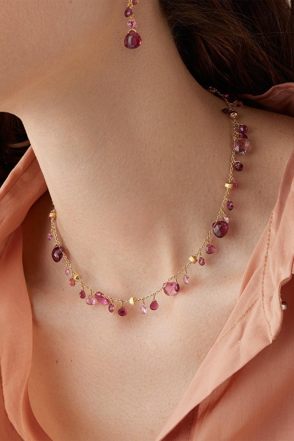 Pink Tourmaline Paradise Necklace-YELLOW GOLD-16.5-JEWELRYFINE JEWELNECKLACE O-MARCO BICEGO