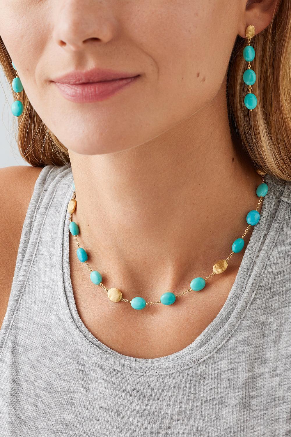 Turquoise Siviglia Necklace-YELLOW GOLD-16.5-JEWELRYFINE JEWELNECKLACE O-MARCO BICEGO