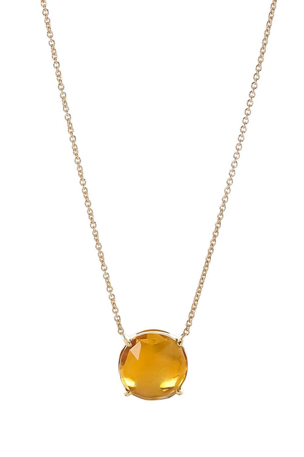 Yellow Quartz Jaipur Cushion Pendant Necklace-YELLOW GOLD-16.5-JEWELRYFINE JEWELNECKLACE O-MARCO BICEGO