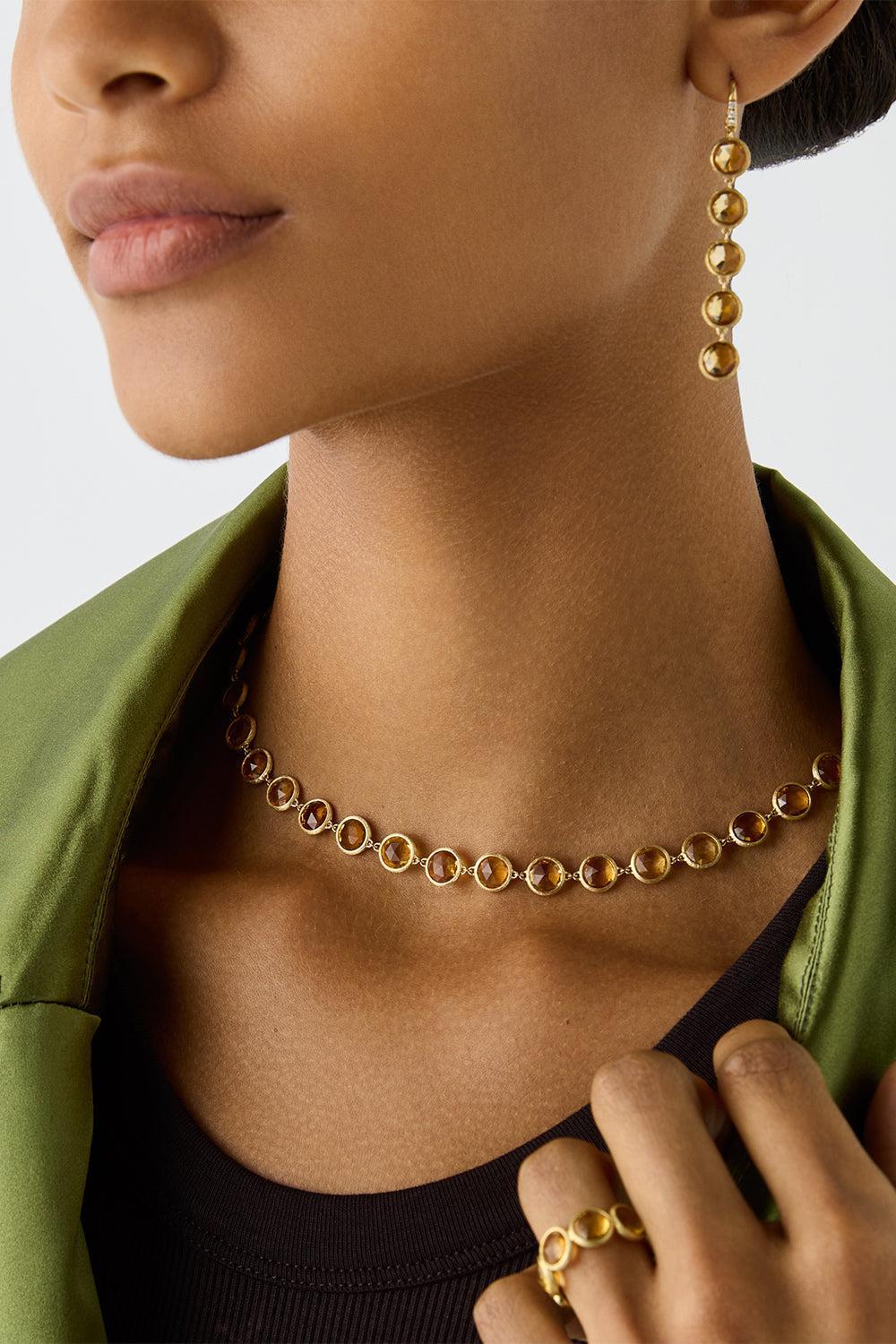 Yellow Quartz Jaipur Link Necklace-YELLOW GOLD-16.5-JEWELRYFINE JEWELNECKLACE O-MARCO BICEGO