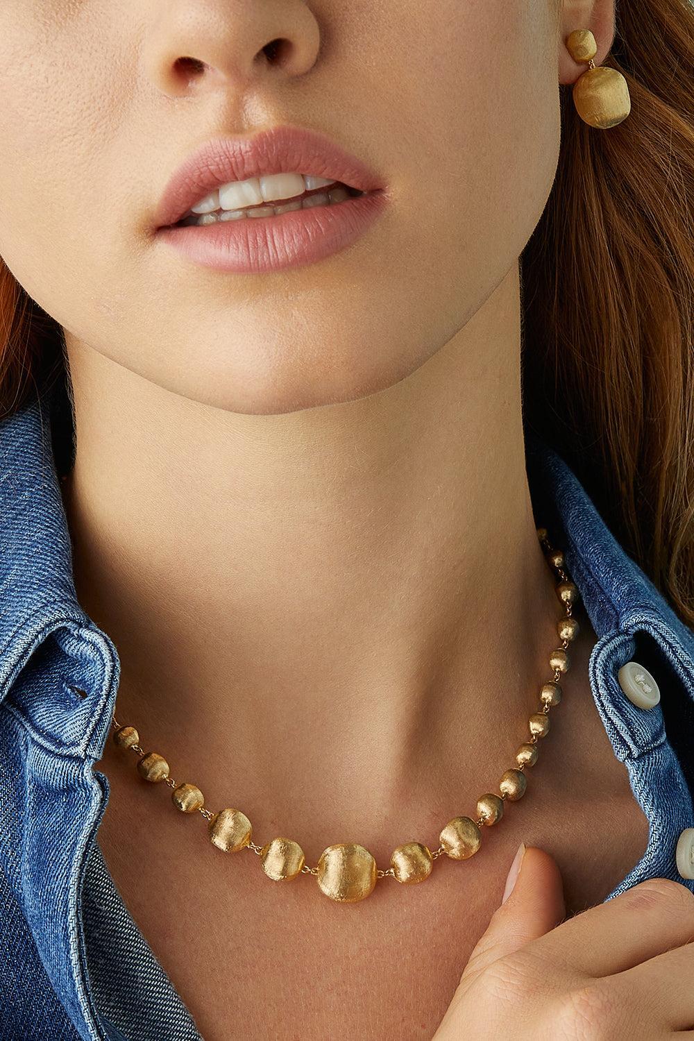 Africa Gold Beaded Necklace-YELLOW GOLD-17-JEWELRYFINE JEWELNECKLACE O-MARCO BICEGO