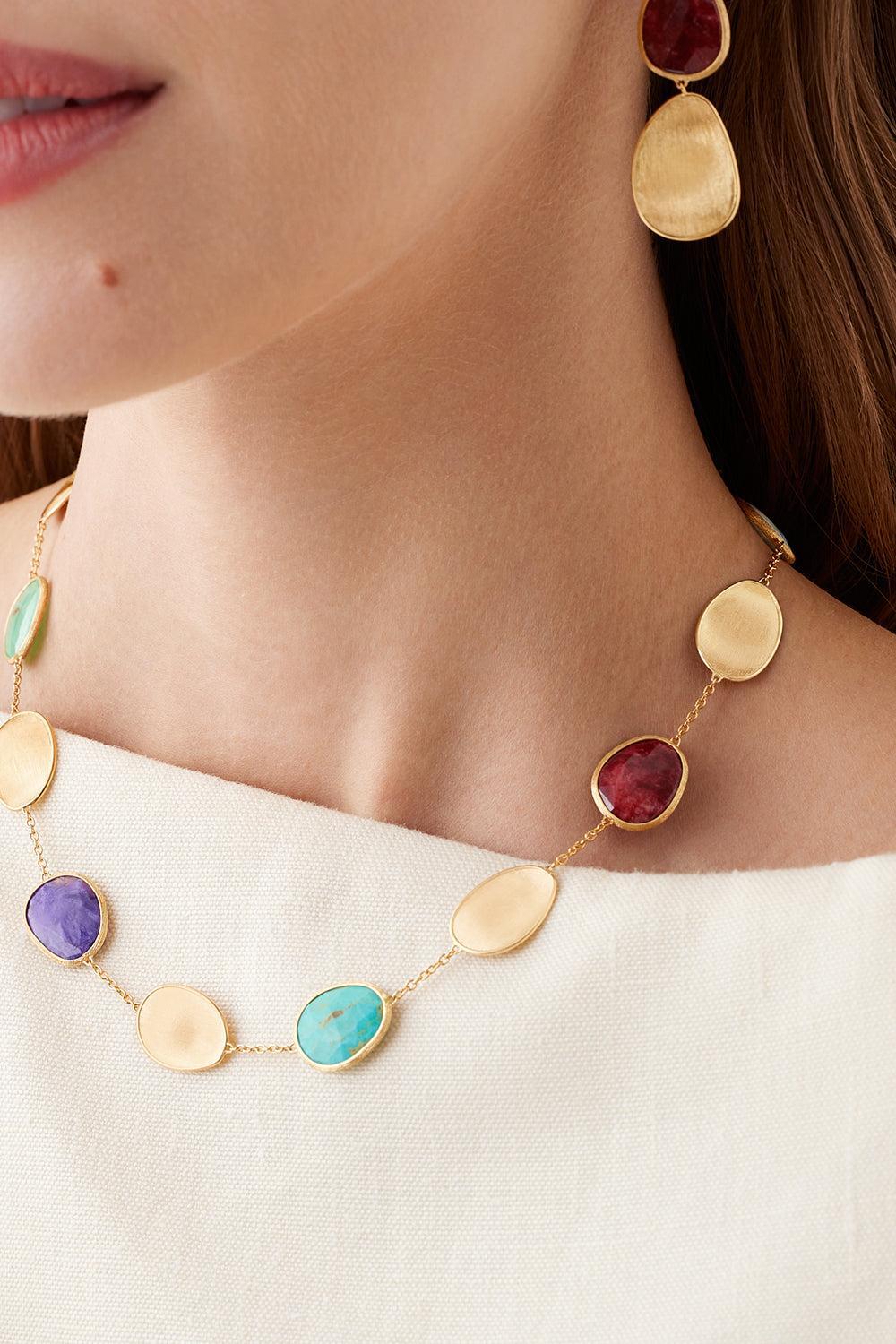 Lunaria Mixed Stone Collar Necklace-YELLOW GOLD-17-JEWELRYFINE JEWELNECKLACE O-MARCO BICEGO