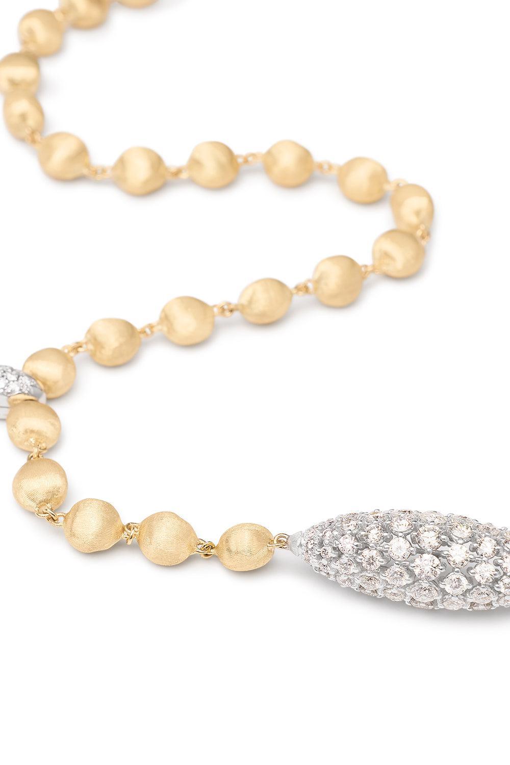 Africa Diamond Beaded Lariat Necklace-YELLOW GOLD-17.25-JEWELRYFINE JEWELNECKLACE O-MARCO BICEGO