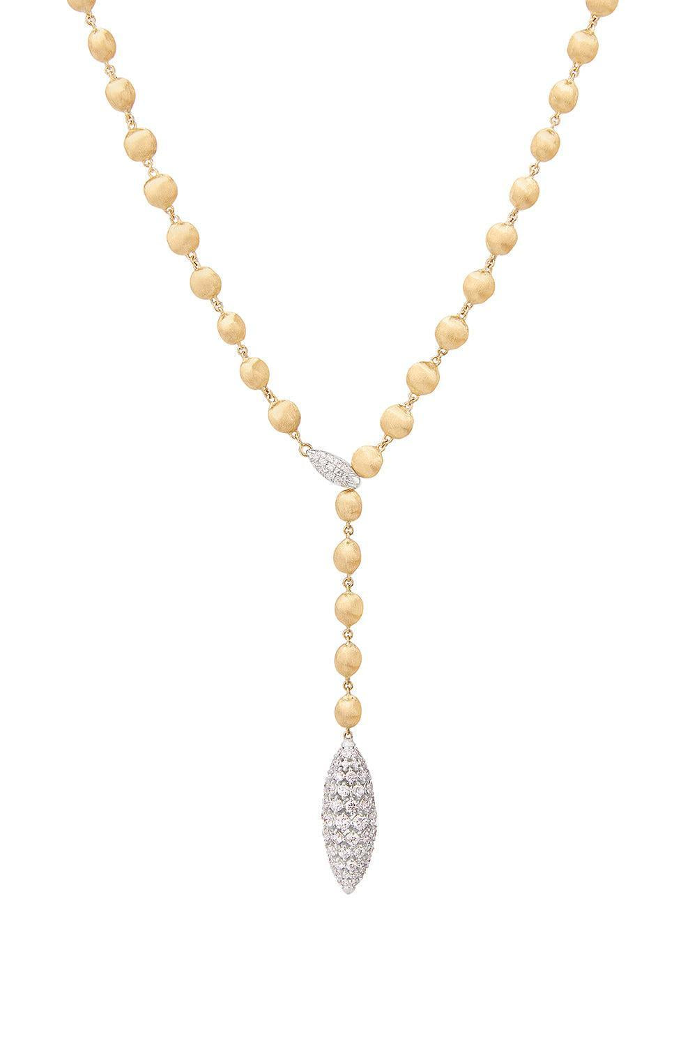 Africa Diamond Beaded Lariat Necklace-YELLOW GOLD-17.25-JEWELRYFINE JEWELNECKLACE O-MARCO BICEGO