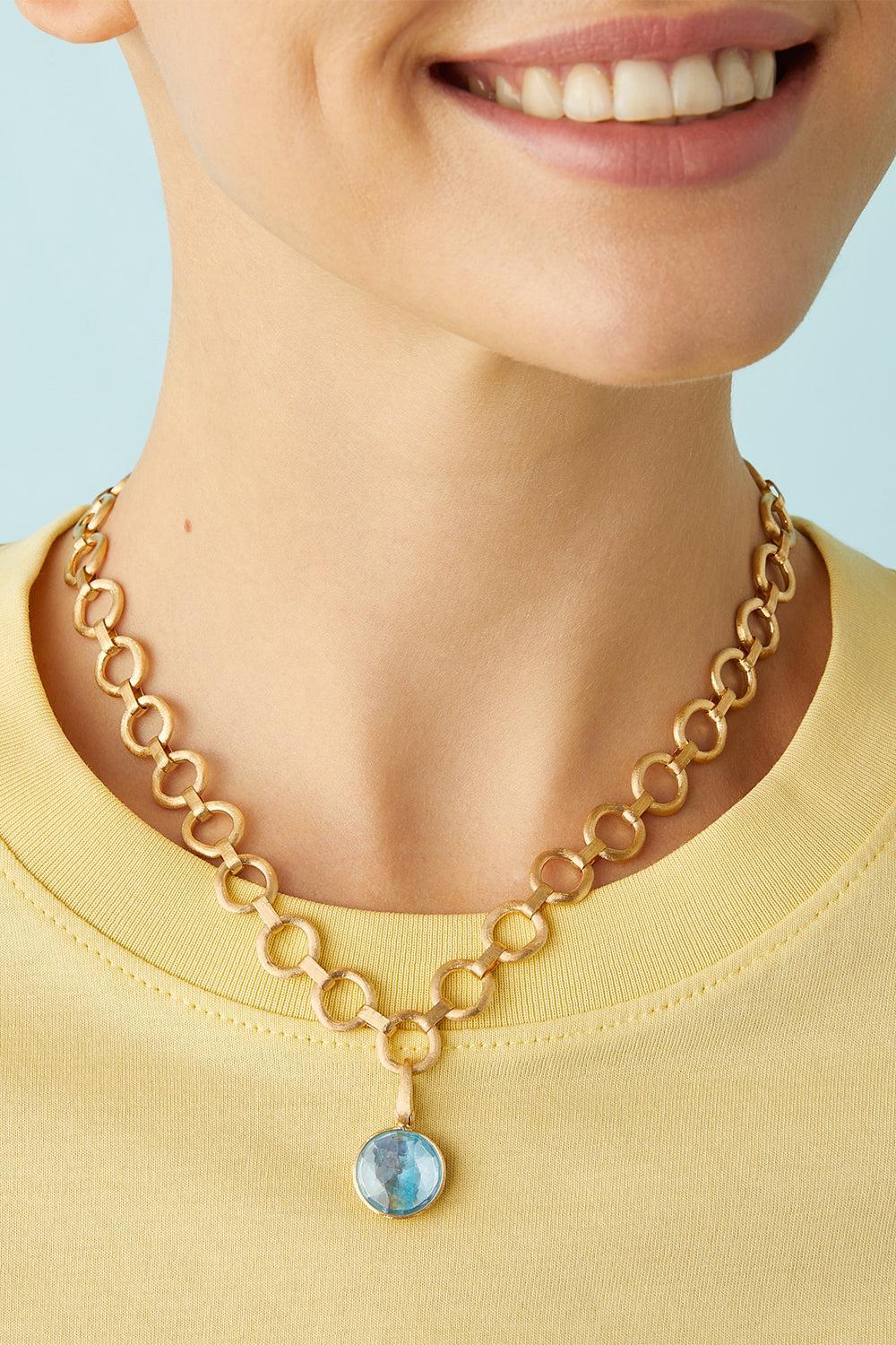 Jaipur Gold Flat Link Necklace-YELLOW GOLD-17.25-JEWELRYFINE JEWELNECKLACE O-MARCO BICEGO