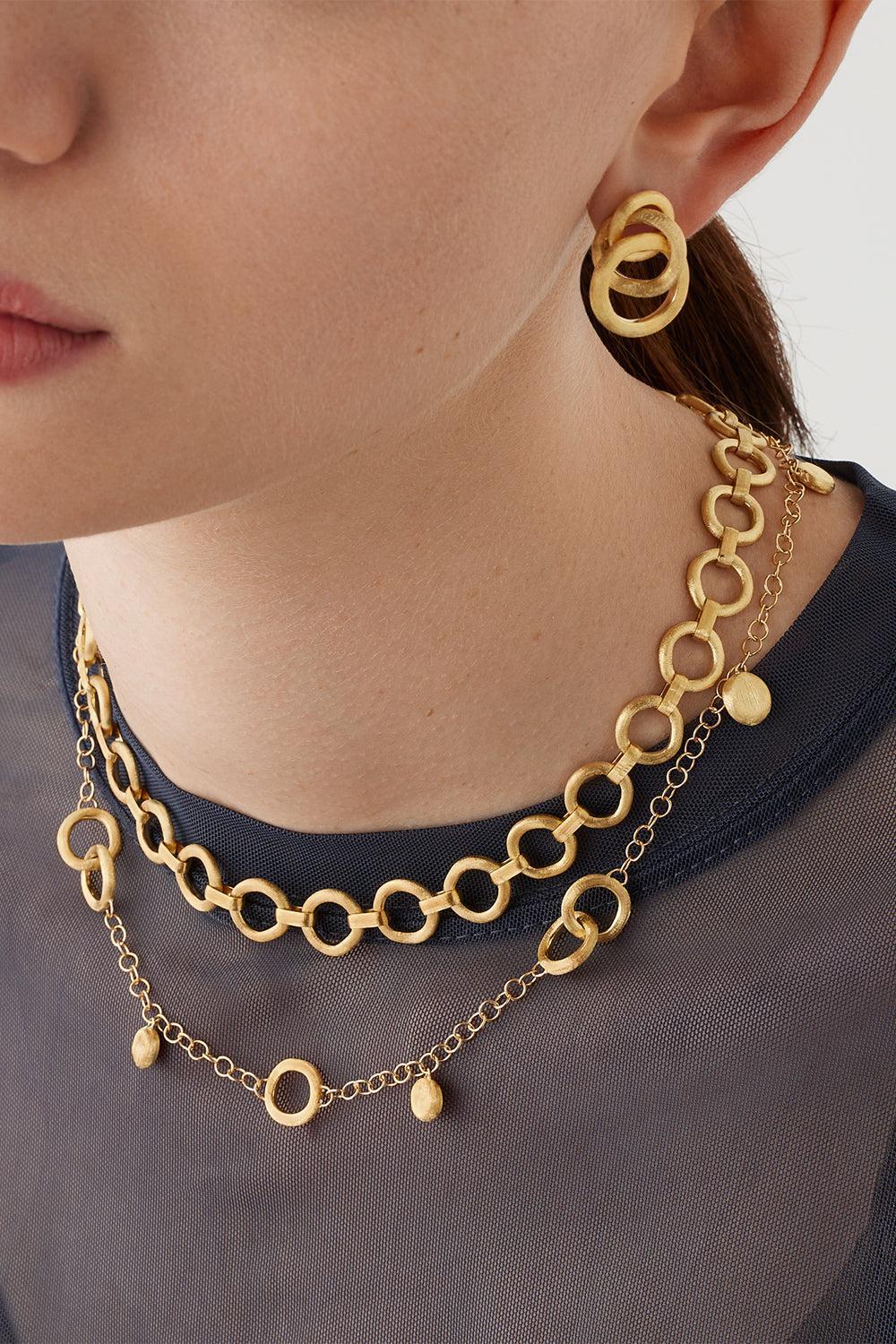 Jaipur Gold Flat Link Necklace-YELLOW GOLD-17.25-JEWELRYFINE JEWELNECKLACE O-MARCO BICEGO