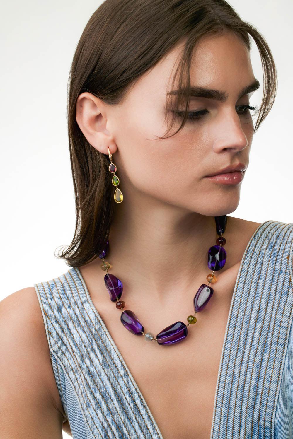 Unico Mixed Stone Necklace-YELLOW GOLD-18.75-JEWELRYFINE JEWELNECKLACE O-MARCO BICEGO