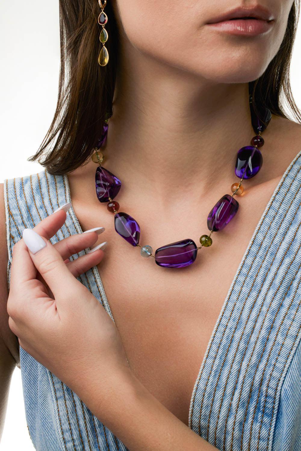 Unico Mixed Stone Necklace-YELLOW GOLD-18.75-JEWELRYFINE JEWELNECKLACE O-MARCO BICEGO