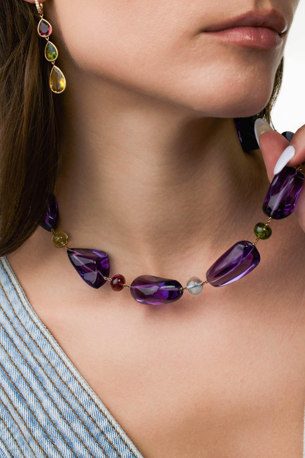 Unico Mixed Stone Necklace-YELLOW GOLD-18.75-JEWELRYFINE JEWELNECKLACE O-MARCO BICEGO