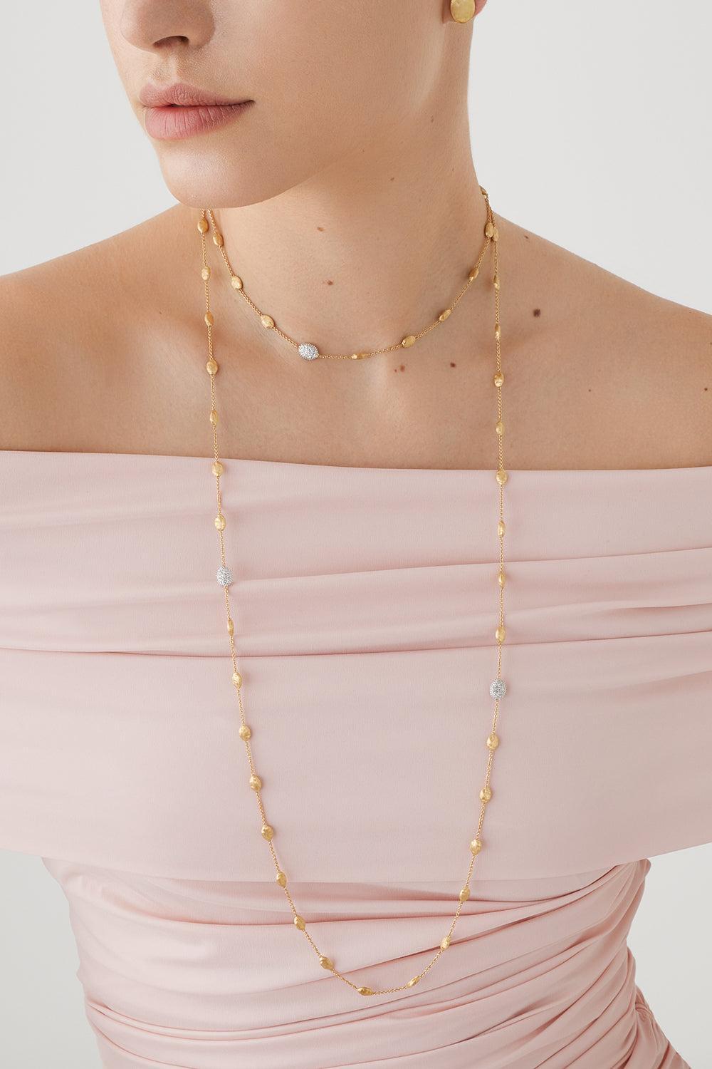 Siviglia Small Bean Diamond Long Necklace-YELLOW GOLD-49.25-JEWELRYFINE JEWELNECKLACE O-MARCO BICEGO