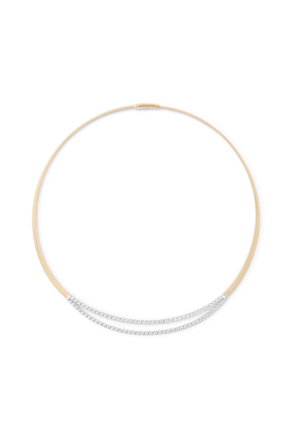 MARCO BICEGO-Double Row Diamond Coil Collar Masai Necklace-YELLOW GOLD