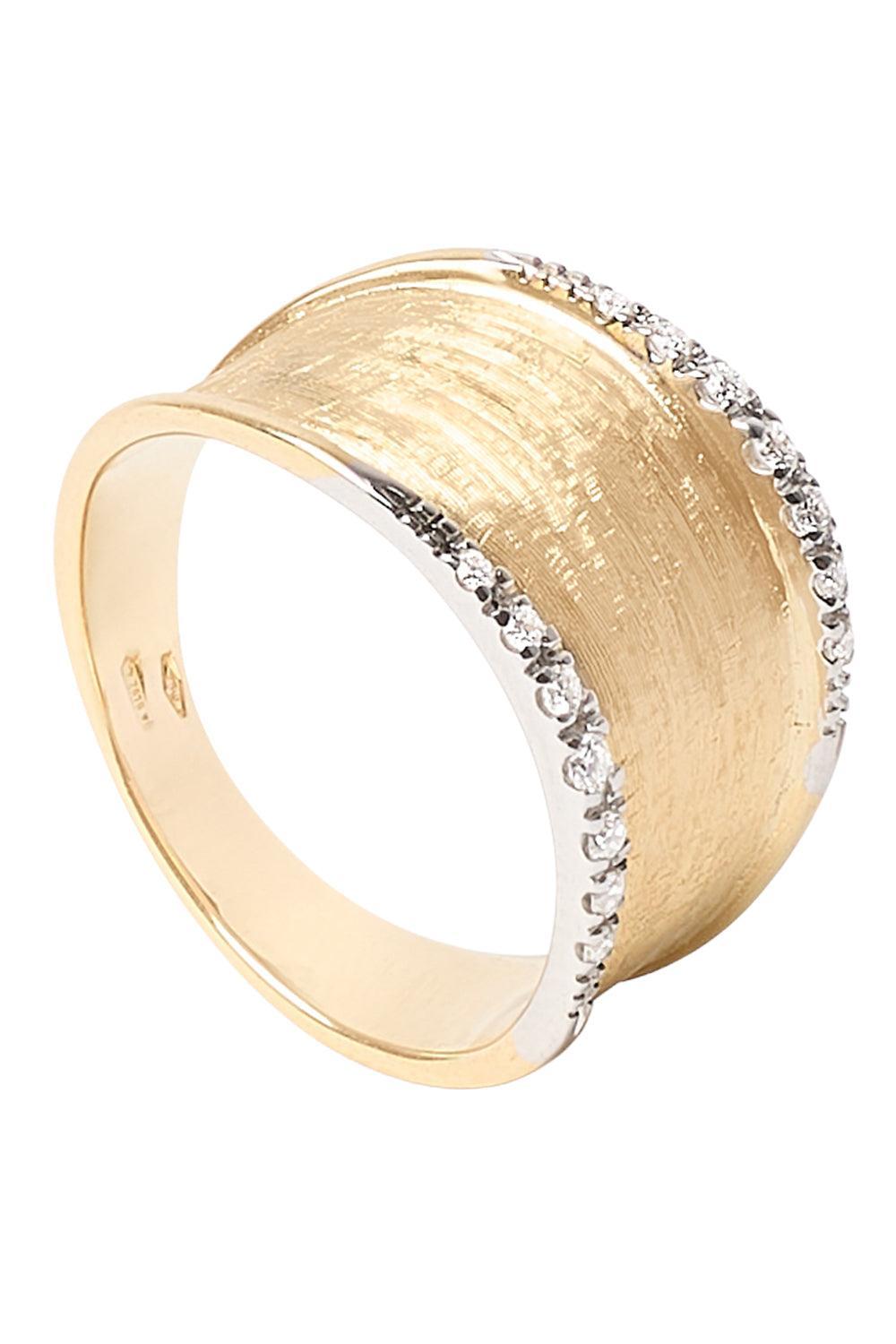 Diamond Lunaria Border Band Ring-YELLOW GOLD-7-JEWELRYFINE JEWELRING-MARCO BICEGO