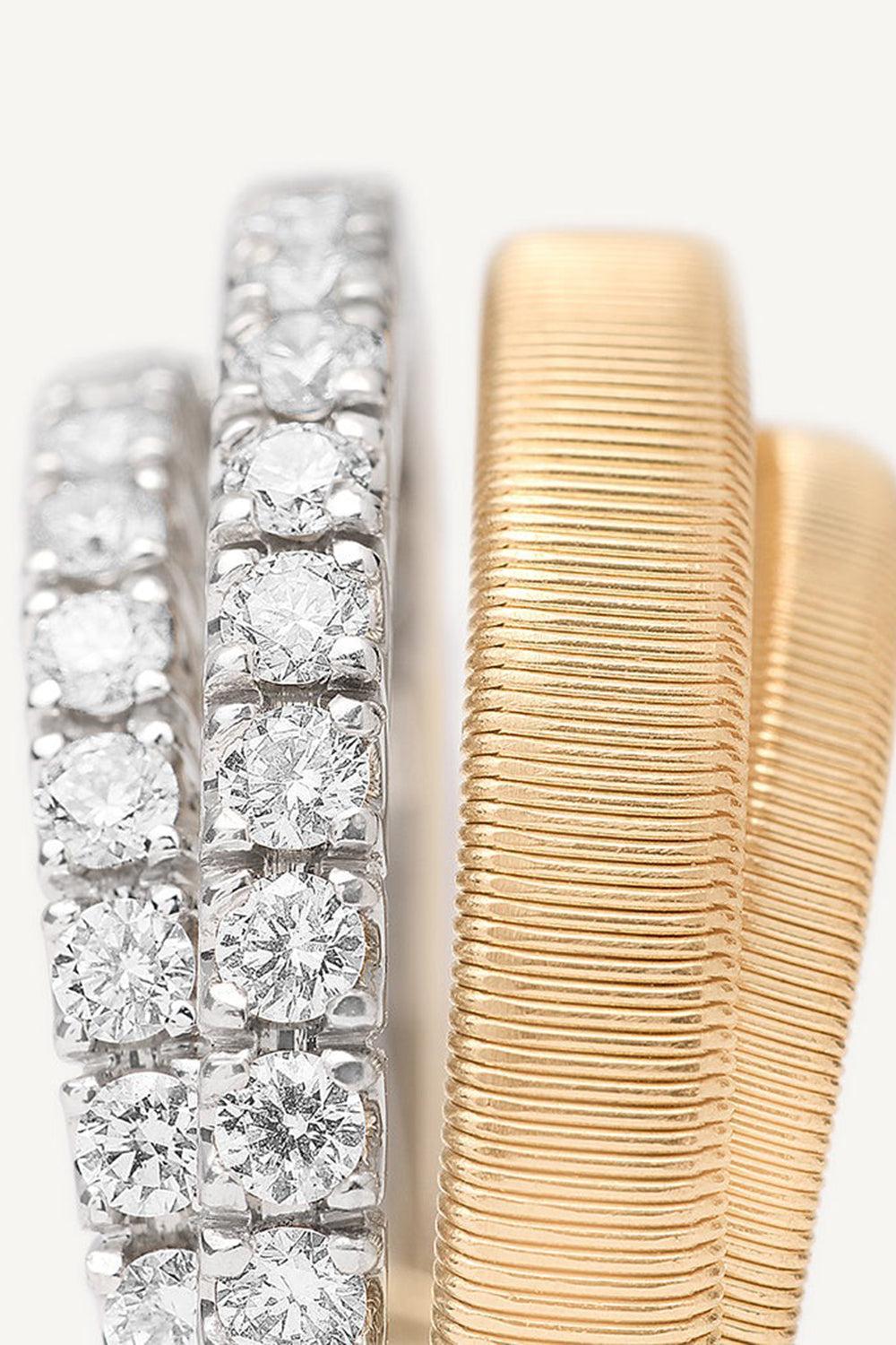 Four Strand Two Row Diamond Coil Masai Ring-YELLOW GOLD-7-JEWELRYFINE JEWELRING-MARCO BICEGO