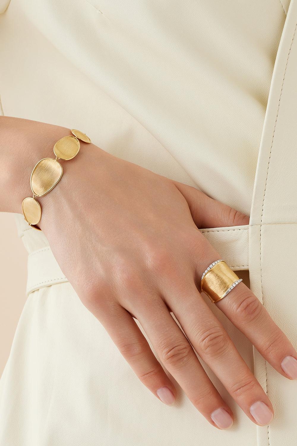 Large Diamond Lunaria Band Ring-YELLOW GOLD-7-JEWELRYFINE JEWELRING-MARCO BICEGO