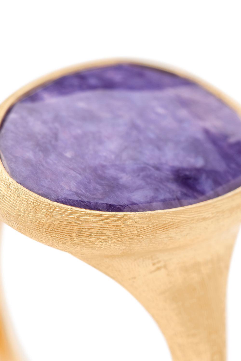 Lunaria Charoite Ring-YELLOW GOLD-7-JEWELRYFINE JEWELRING-MARCO BICEGO