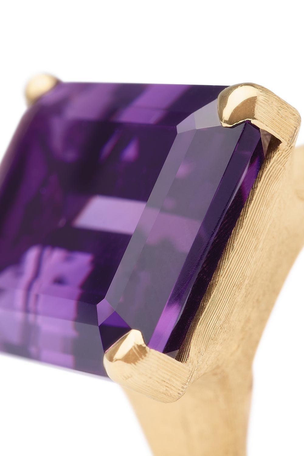 Murano Amethyst Cocktail Ring-YELLOW GOLD-7-JEWELRYFINE JEWELRING-MARCO BICEGO