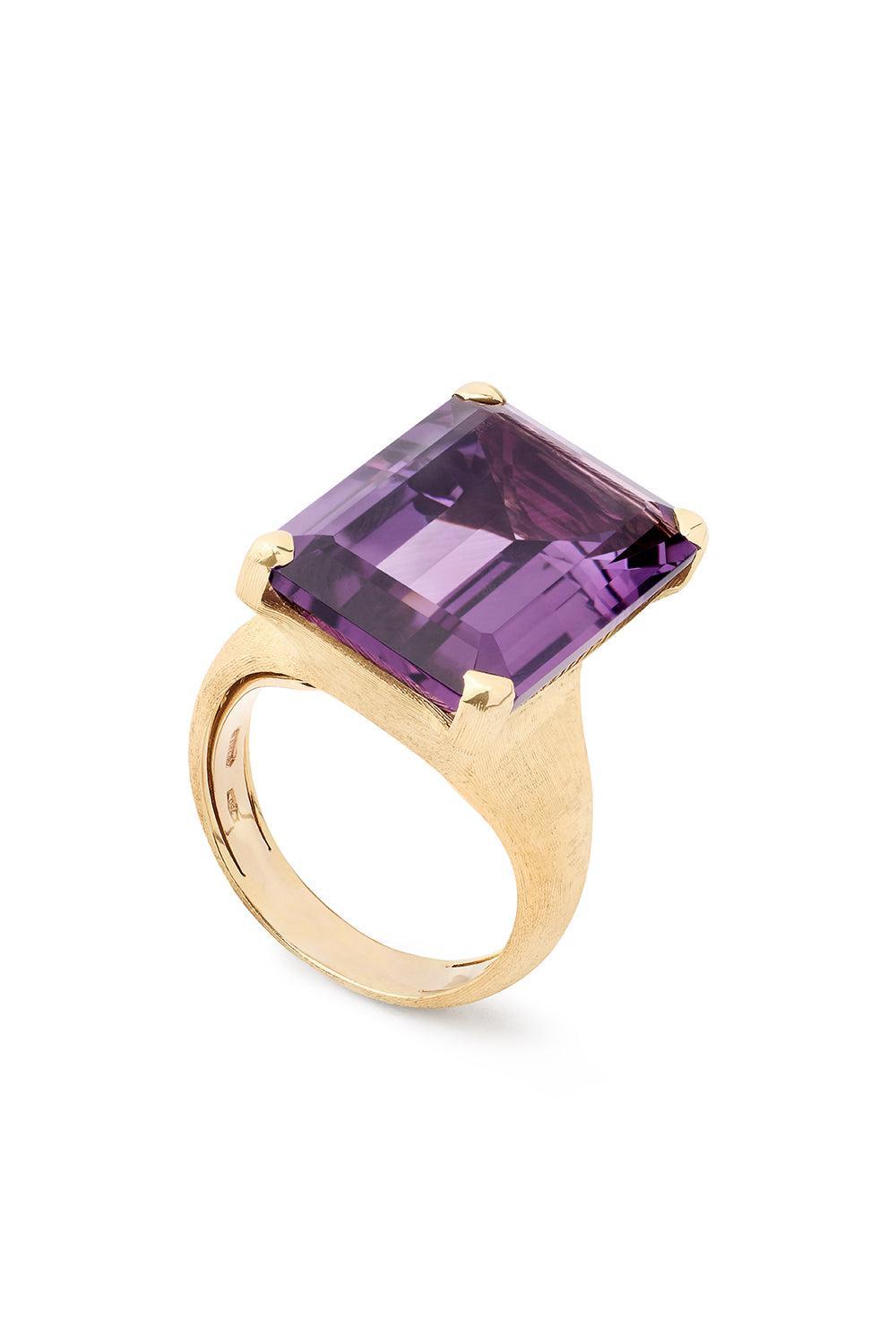 Murano Amethyst Cocktail Ring-YELLOW GOLD-7-JEWELRYFINE JEWELRING-MARCO BICEGO