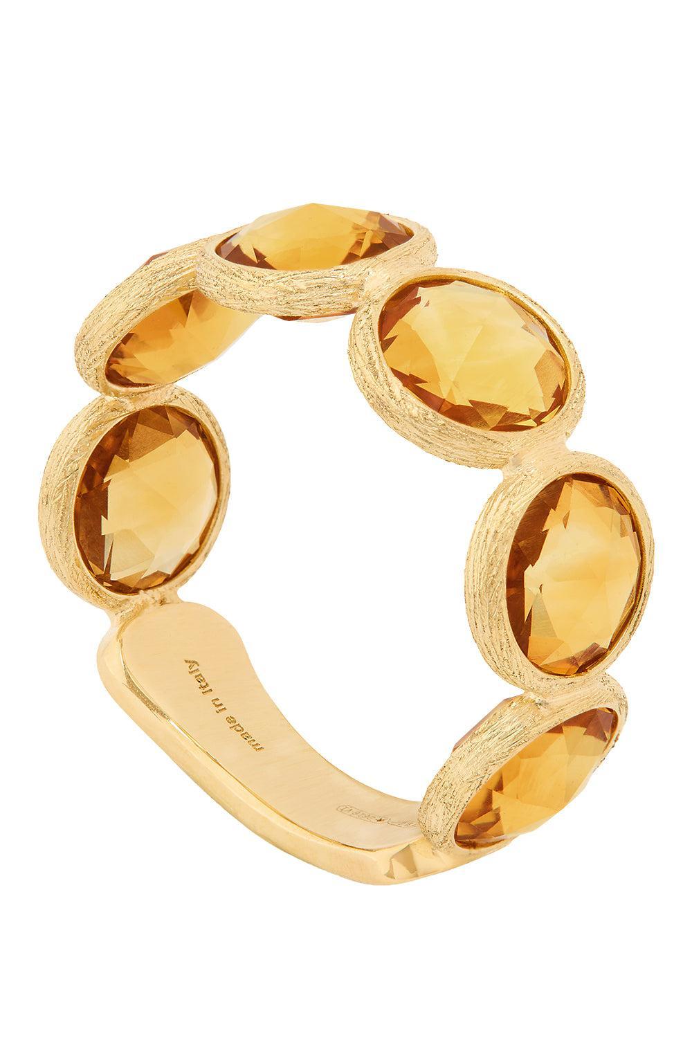 Yellow Quartz Jaipur Band Ring-YELLOW GOLD-7-JEWELRYFINE JEWELRING-MARCO BICEGO