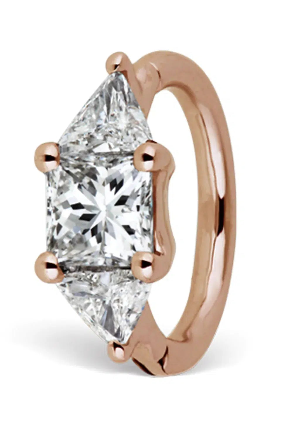 MARIA TASH-3mm Triangle Diamond Earring - Rose Gold-ROSE GOLD