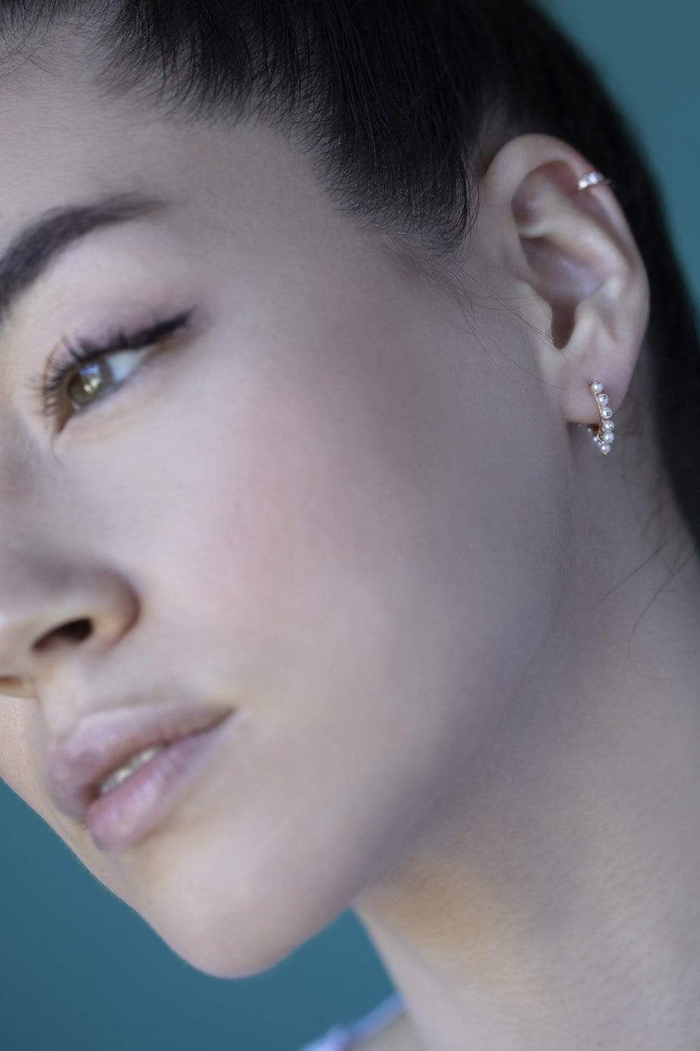 MARIA TASH-8mm Pearl Coronet Earring - Rose Gold-ROSE GOLD