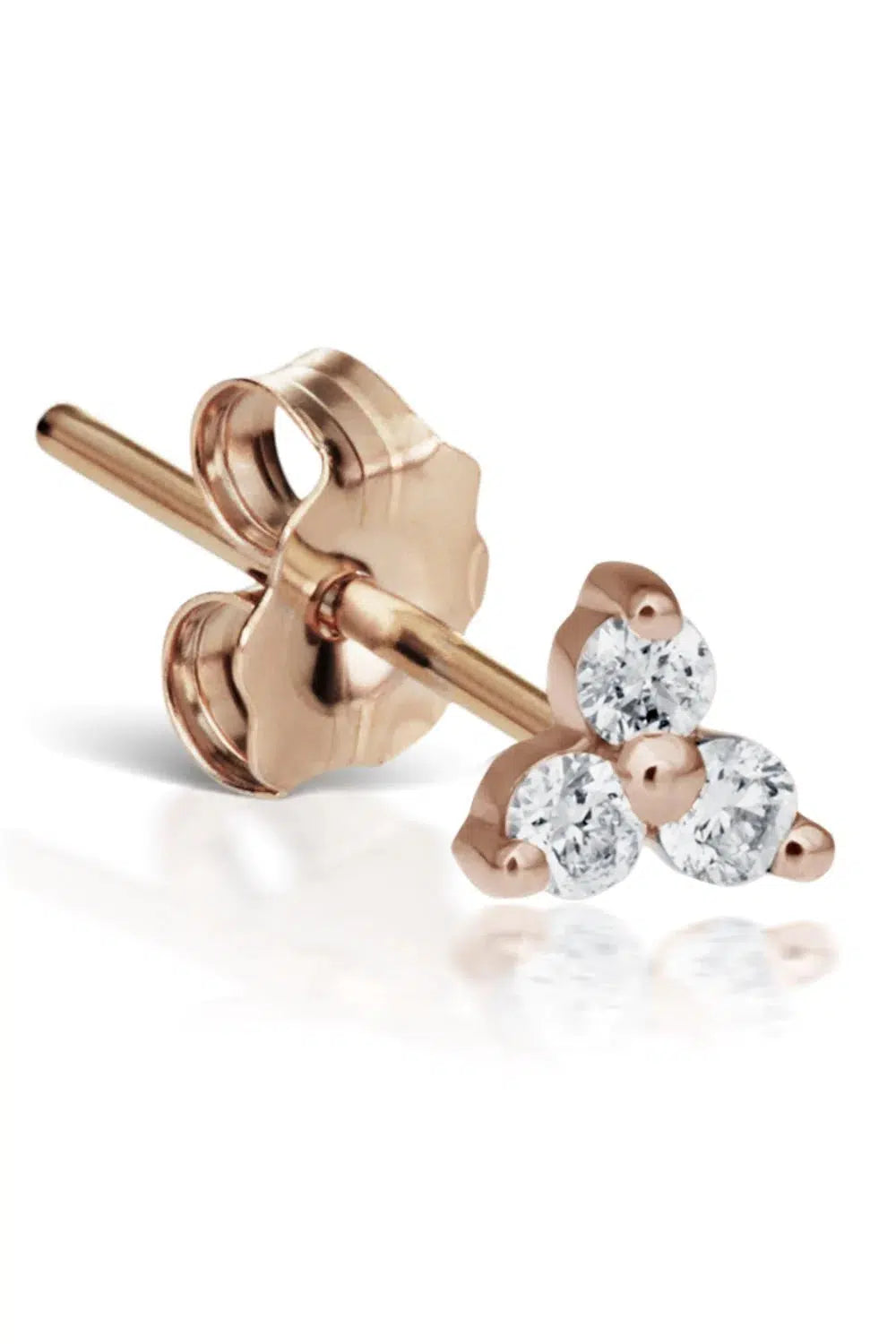 MARIA TASH-Large Diamond Trinity Earstud - Rose Gold-ROSE GOLD