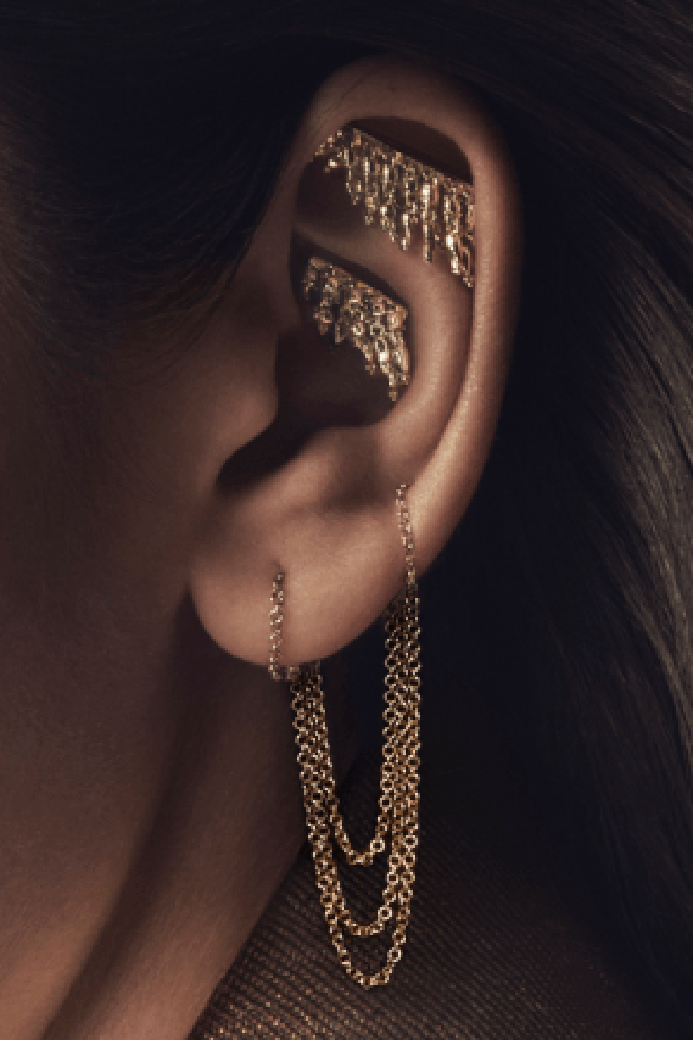 MARIA TASH-Rose Gold Tassle Bar Stud-ROSE GOLD