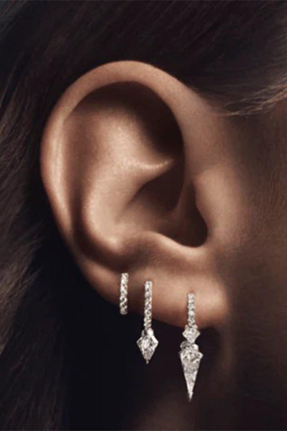 MARIA TASH-Rose Gold 6.5mm Short Diamond Spike Hoop-ROSE GOLD