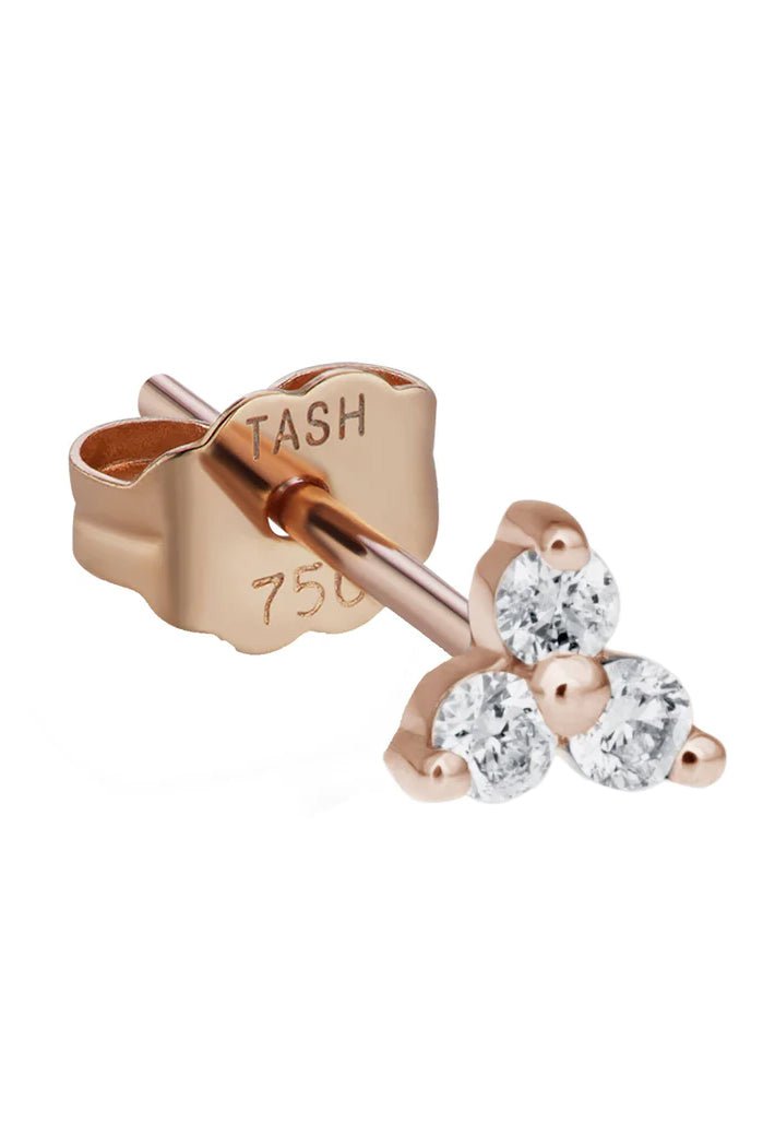 MARIA TASH-Single 18K Rose Gold Diamond Trinity Earstud-ROSE GOLD