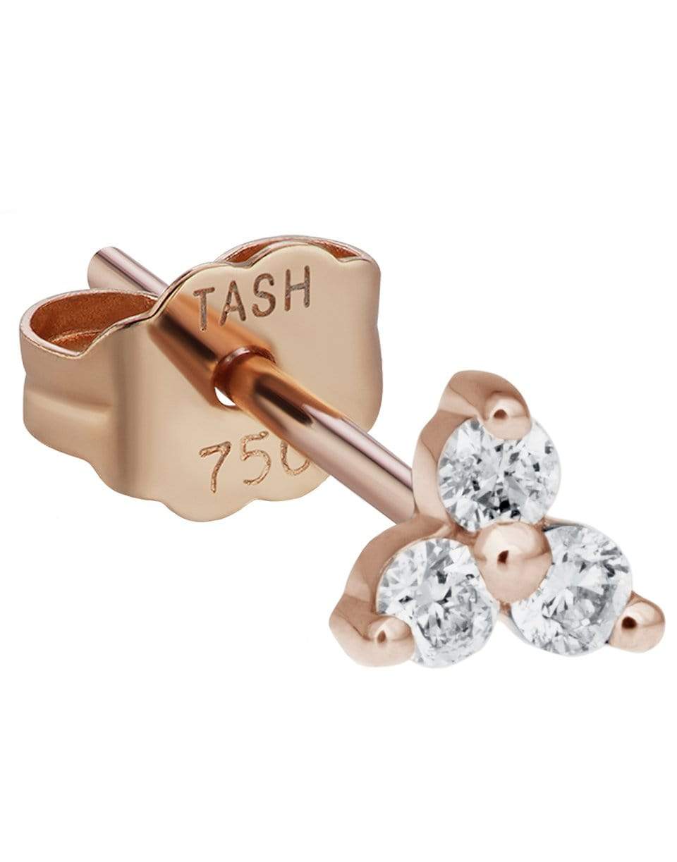MARIA TASH-Single 18K Rose Gold Large Diamond Trinity Earstud-ROSE GOLD