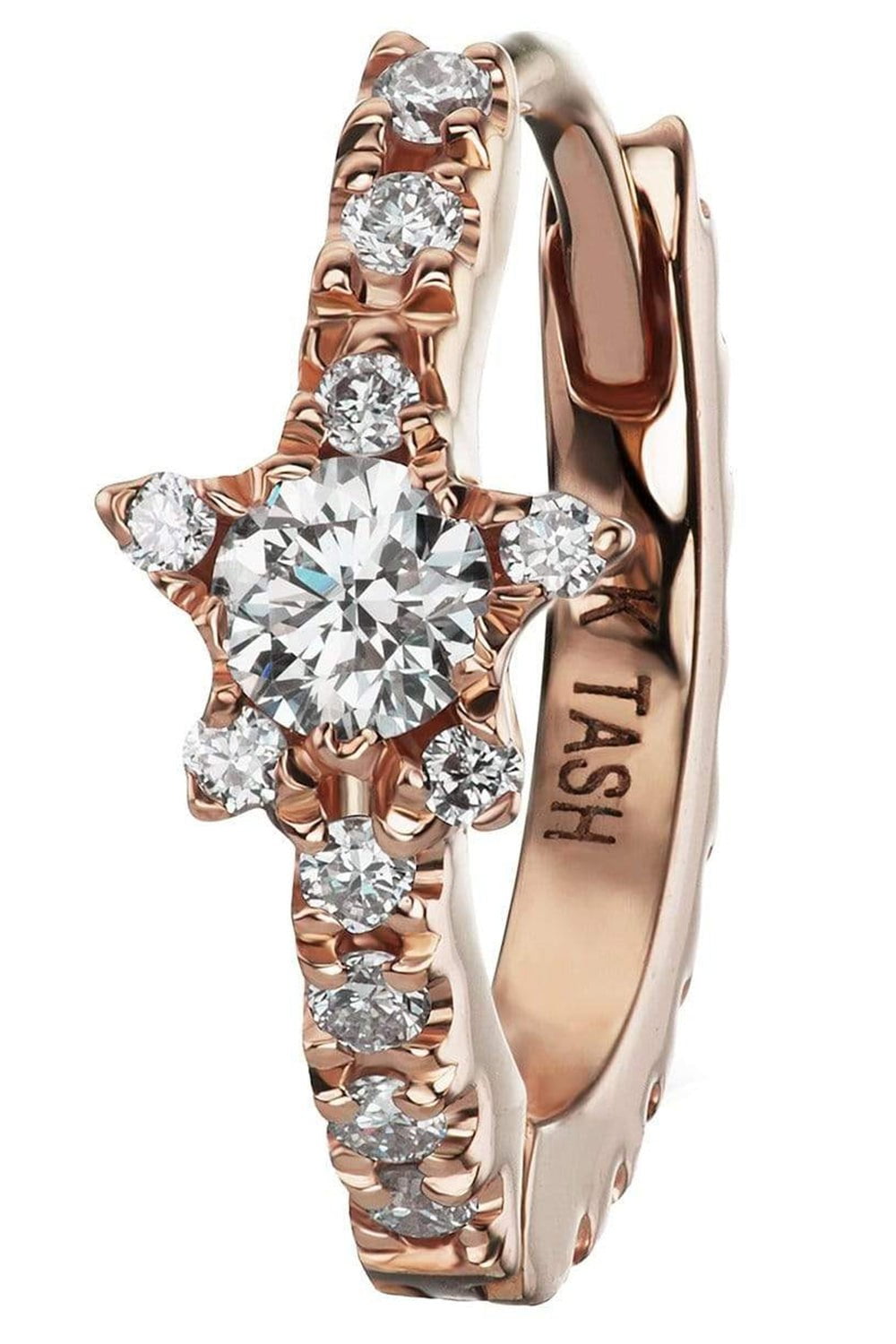 MARIA TASH-Single 6.5MM Rose Gold Diamond Star Eternity Earring-ROSE GOLD