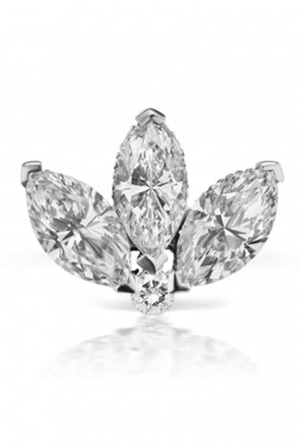 MARIA TASH-3mm Diamond Lotus Earring Stud - White Gold-WHITE GOLD