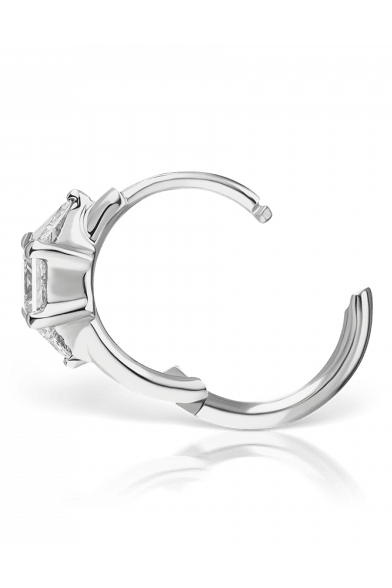 MARIA TASH-3mm Diamond Triangle Earring - 8mm-WHITE GOLD