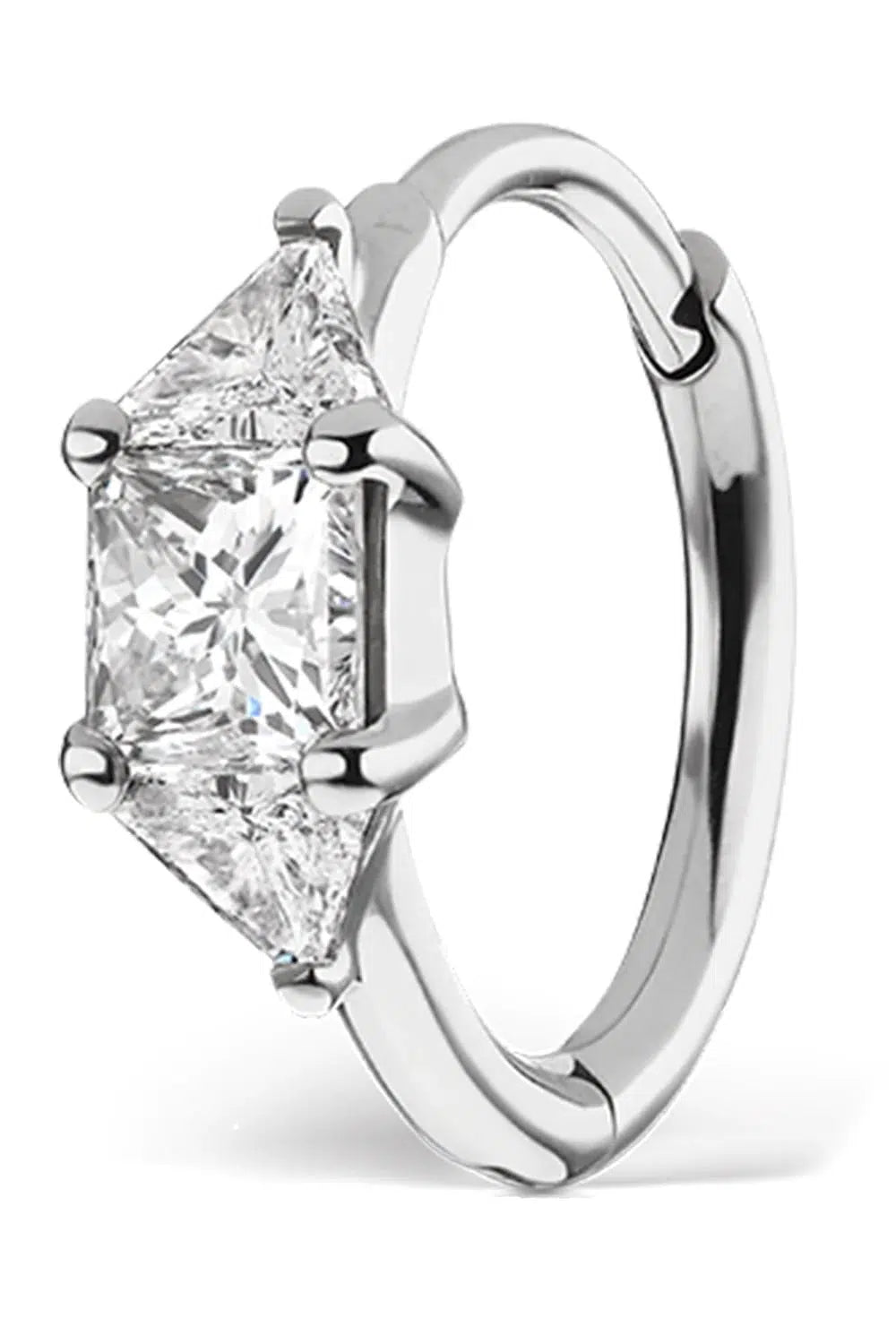 MARIA TASH-3mm Diamond Triangle Earring - 8mm-WHITE GOLD