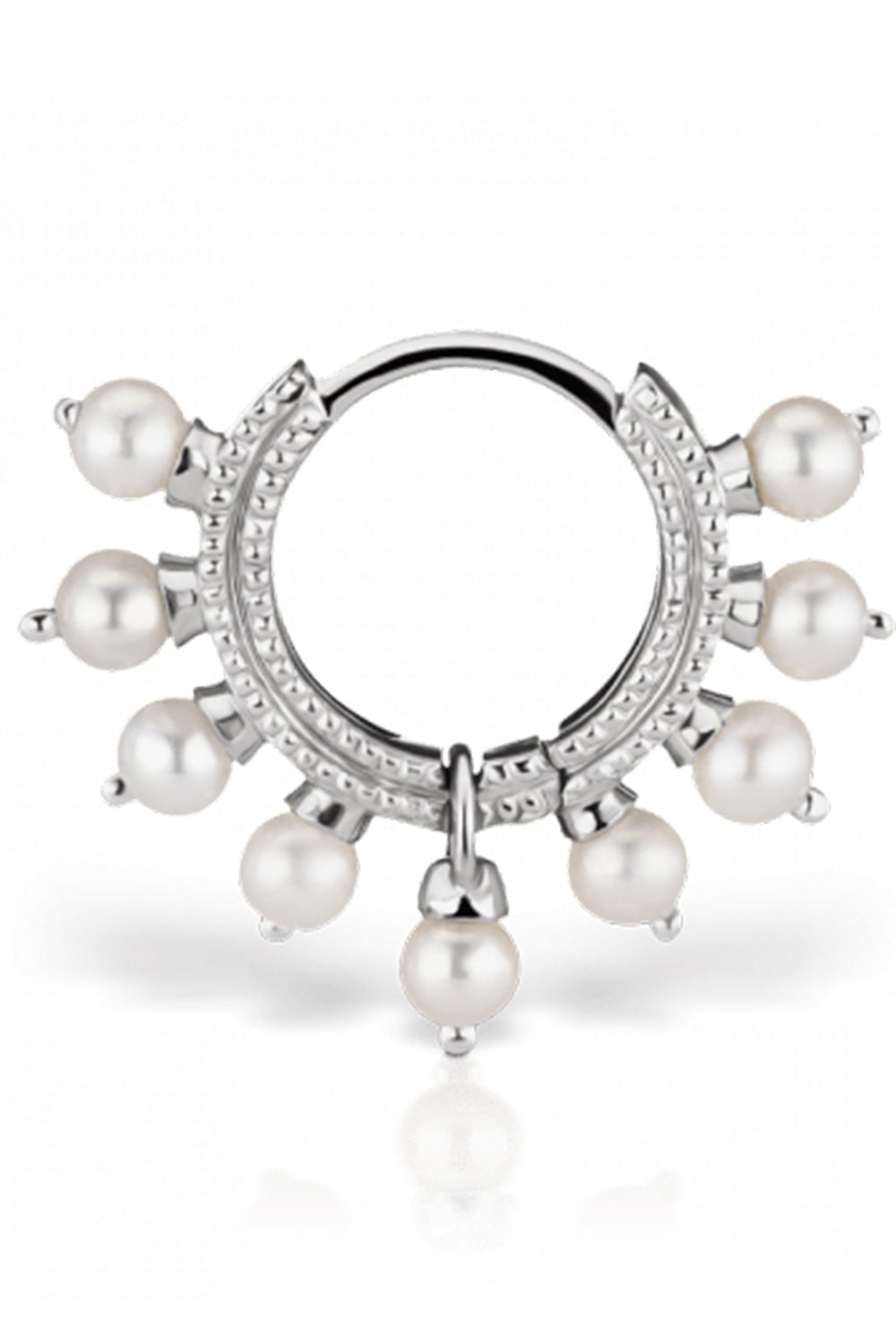 MARIA TASH-6.5mm Pearl Coronet Earring - White Gold-WHITE GOLD