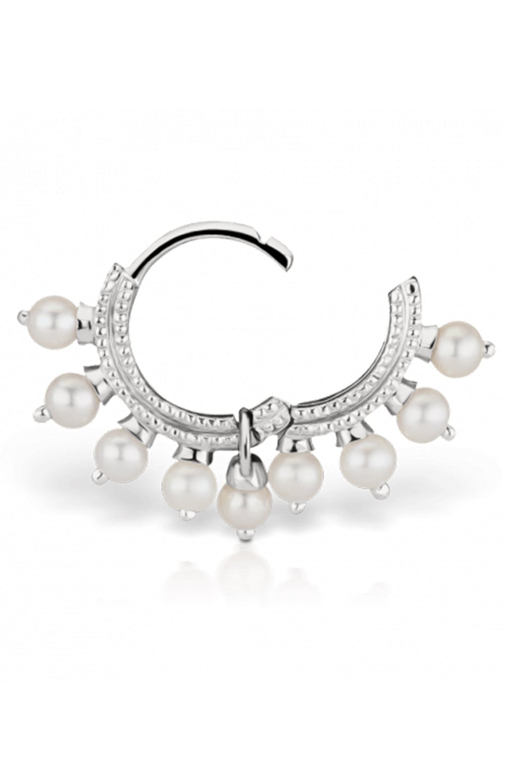 MARIA TASH-6.5mm Pearl Coronet Earring - White Gold-WHITE GOLD