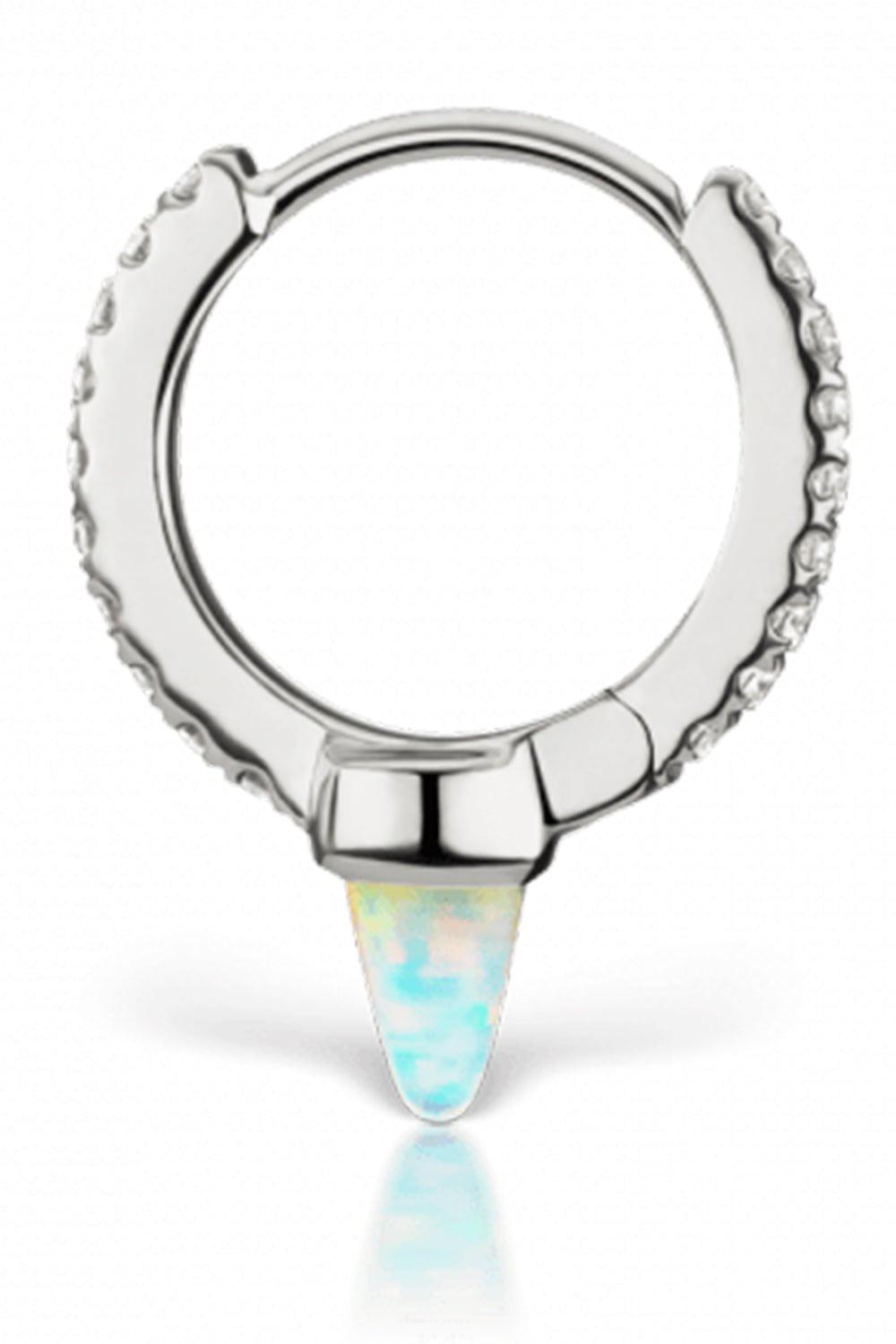 MARIA TASH-8mm Single Opal and Diamond Spike Earring - White Gold-WHITE GOLD