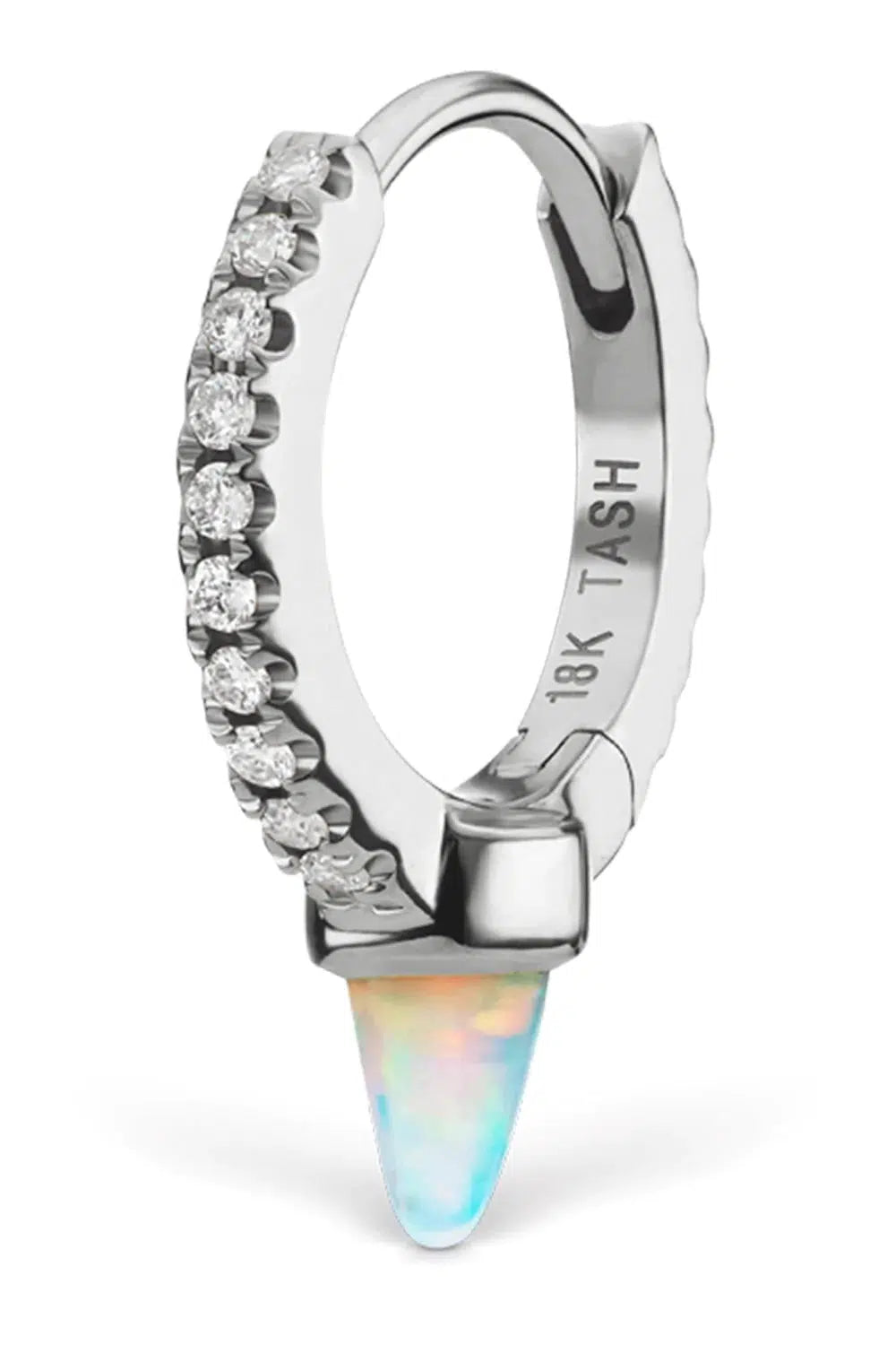 MARIA TASH-8mm Single Opal and Diamond Spike Earring - White Gold-WHITE GOLD