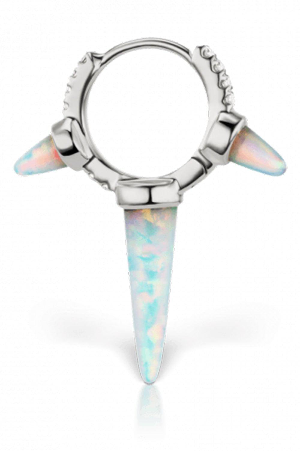 MARIA TASH-8mm Triple Opal and Diamond Spike Earring - White Gold-WHITE GOLD