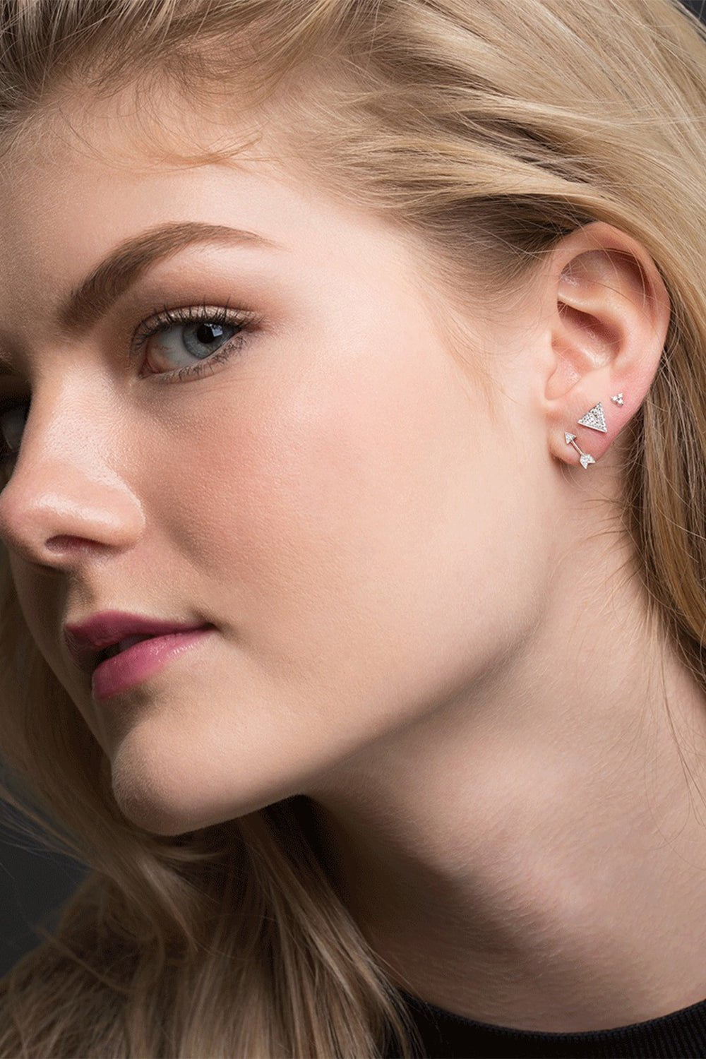 MARIA TASH-Diamond Arrow Earring - White Gold-WHITE GOLD