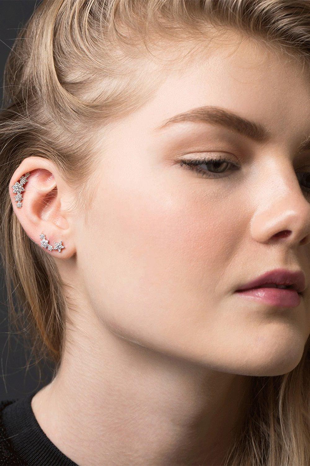 MARIA TASH-Five Diamond Flower Garland Earring-WHITE GOLD
